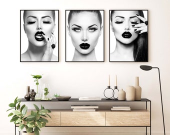 Set of 3 Fashion Posters, Printable Posters, Downloadable Art, Black & White Photography, Instant Download