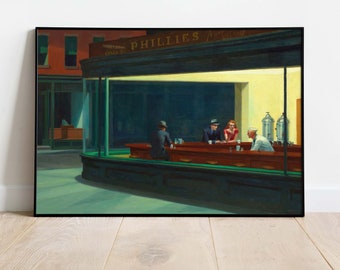 Edward Hopper - Nighthawks, Downloadable Art Poster, Instant Download.