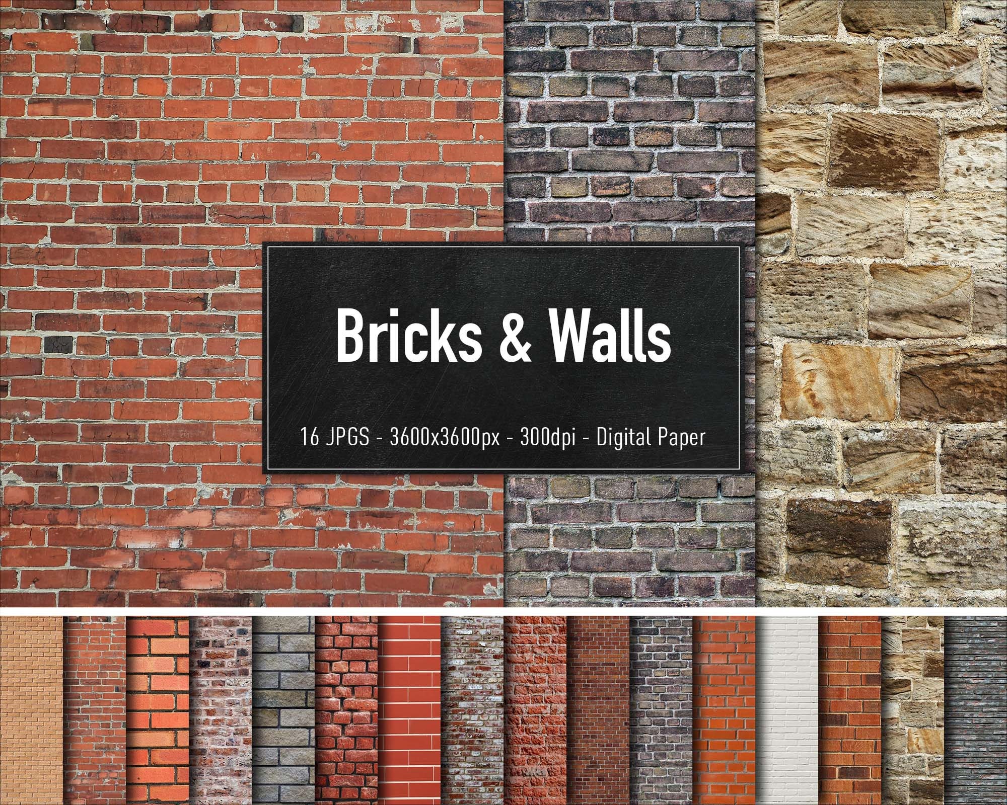 Bricks & Walls Stein und Ziegel Textur 16 verschiedene | Etsy