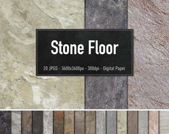 Stone Floor, Real Tile Texture, 20 Different Images, Digital Paper, Instant Download