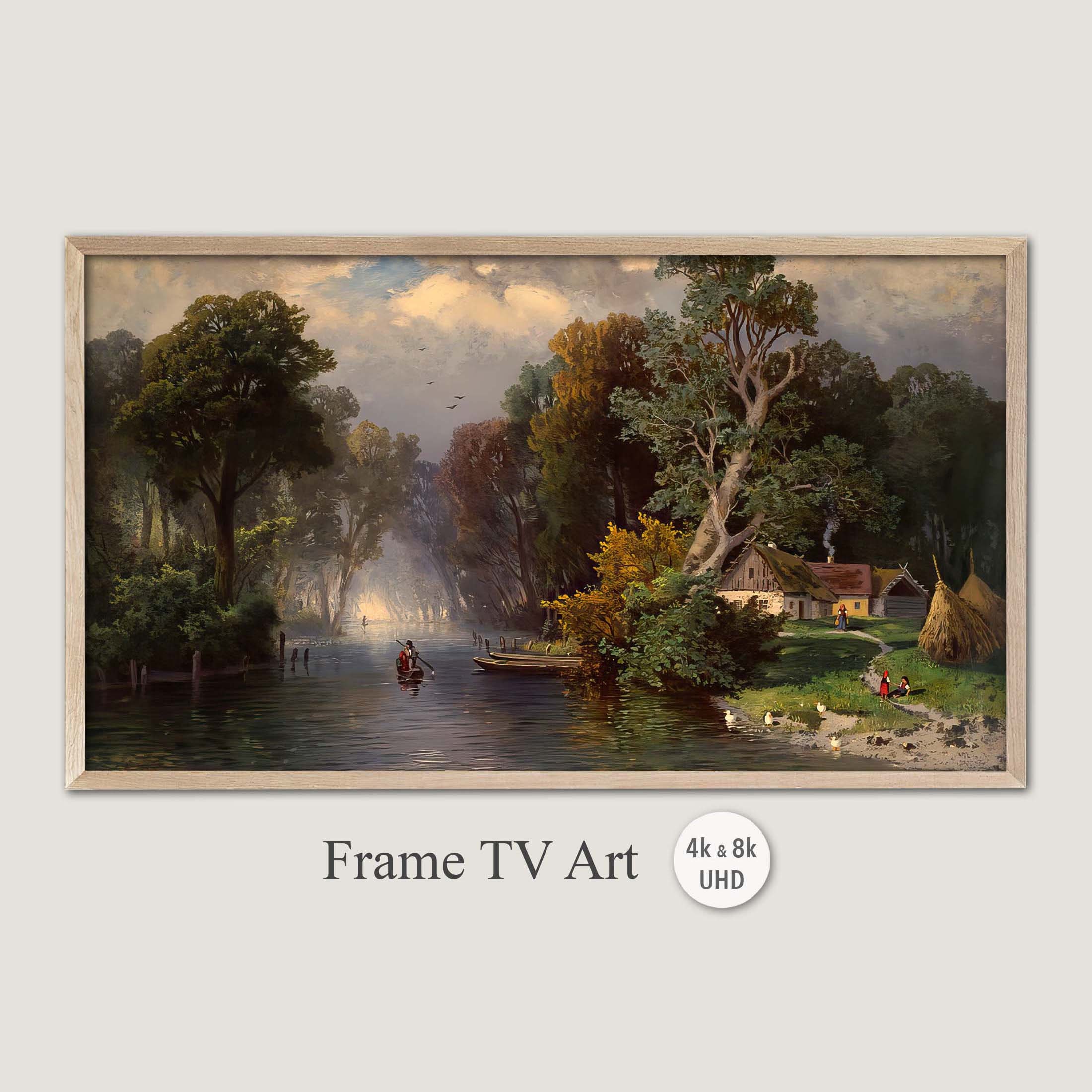 Samsung Frame TV Art, 4k & 8k UHD-2 Digital Wall Art, Romantic River Scene, Instant Download