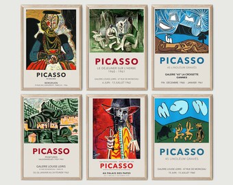 Set of 6 Pablo Picasso Exhibition Poster, Downloadable Art Print, Instant Download