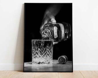 Whisky Poster, Stylish Luxury Bar Poster, Red Label Whisky, Downloadable Black and White Art, Bar Poster, Wall Decor
