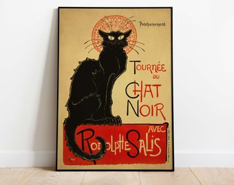Le Chat Noir Poster, Théophile Steinlen - Poster for the Tour of Le Chat Noir, Paris 1896, Downloadable Art Print, Instant Download