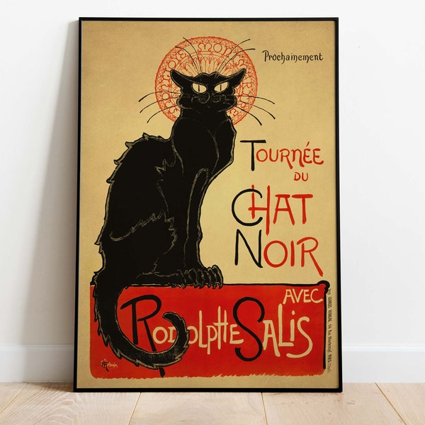 Le Chat Noir Poster, Théophile Steinlen - Poster for the Tour of Le Chat Noir, Paris 1896, Downloadable Art Print, Instant Download