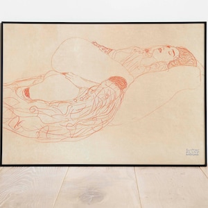 Gustav Klimt - Reclining Semi-Nude (Masturbating), Downloadable Poster, Printable Art, Instant Download
