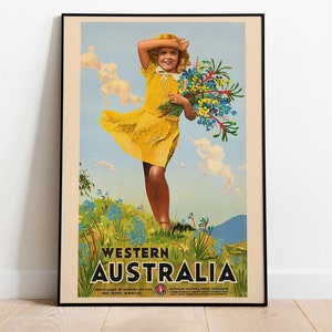 Australia Vintage Travel Poster, Hi-Res Art Print, Wall Decor, Instant Download