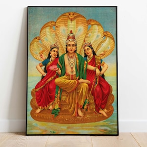 Raja Ravi Varma - Sesha Narayana, Indian Art, Printable Poster, Downloadable Art, Instant Download