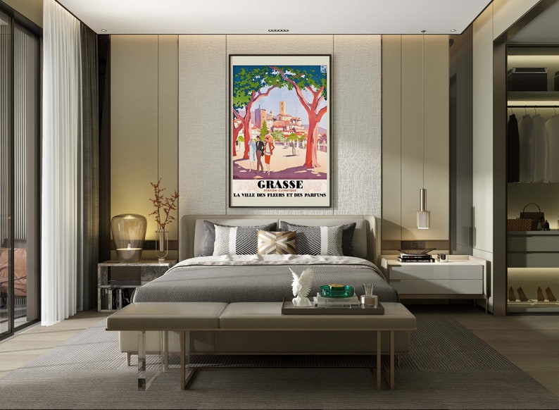 Grasse, cartel de viaje francés vintage, impresión de arte de alta resolución descargable, descarga instantánea imagen 6