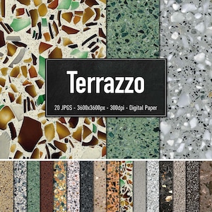 Terrazzo, 20 images différentes, papier numérique, téléchargement instantané.