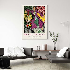 Poster della mostra Henri Matisse, Donna in un cappotto viola, Stampa d'arte scaricabile, Download istantaneo immagine 5