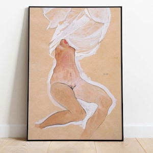 Egon Schiele - Sitting Girl Act with Shirt over Head, Downloadable Poster, Printable Art, Instant Download