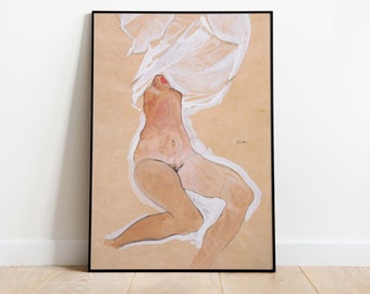 Egon Schiele - Sitting Girl Act with Shirt over Head, Downloadable Poster, Printable Art, Instant Download