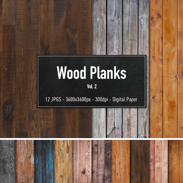 Wood Planks Vol. 2, 12 Different Images, Digital Paper, Instant Download