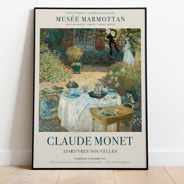 Claude Monet Exhibition Poster, The Luncheon, Downloadable Art Print, Instant Download