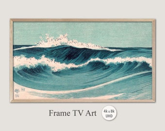 Samsung Frame TV Art 4K 神奈川沖浪裏とクジラの和風ウォールアート