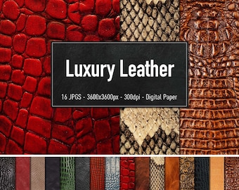 Luxury Leather, 16 Different Images, Digital Paper, Instant Download