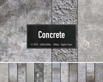 Concrete, 12 Different Images, Digital Paper, Instant Download