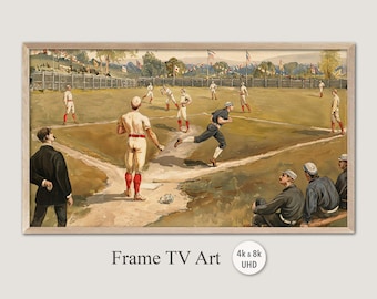 Samsung Frame TV Art, 4k i 8k UHD-2 Cyfrowa sztuka ścienna, Vintage Baseball Game, Natychmiastowe pobieranie