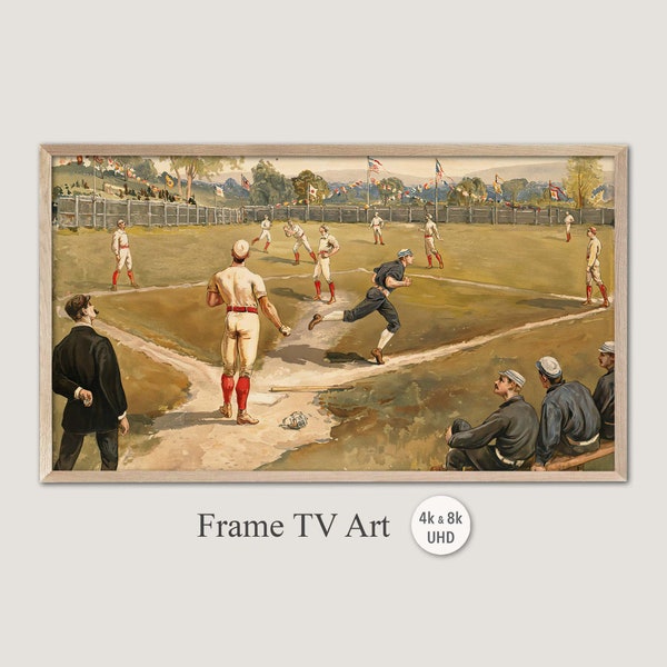 Samsung Frame TV Art, 4k & 8k UHD-2 Digital Wall Art, Vintage Baseball Game, Instant Download