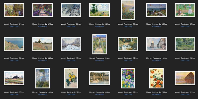 50 Claude Monet Postcards Printable Art Digital Paper - Etsy