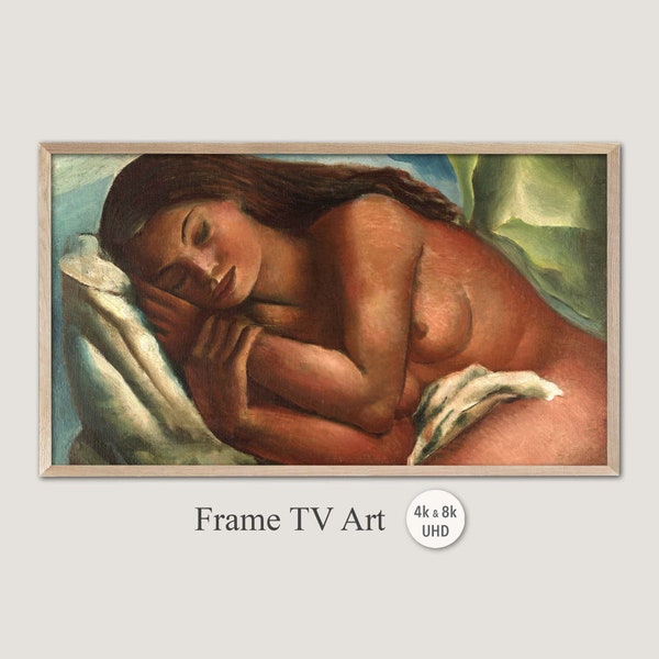 Samsung Frame TV Art, 4k & 8k UHD-2 Digital Wall Art, Emiliano di Cavalcanti - Naked Mulata Asleep, Instant Download