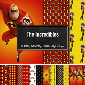 The Incredibles, 16 Different Images, Digital Paper, Instant Download