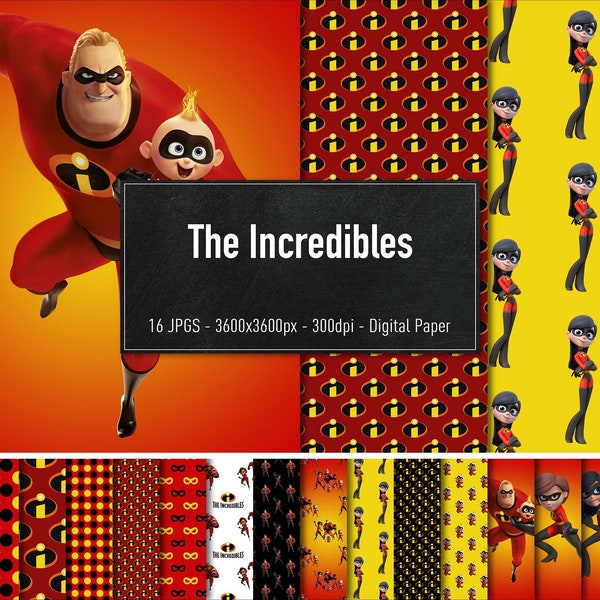 The Incredibles, 16 Different Images, Digital Paper, Instant Download