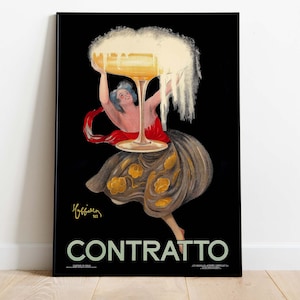 Contratto, Vintage Kitchen & Bar Poster by Leonette Cappiello, Italian Advertisement, Downloadable Art Print, Instant Download.