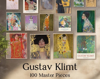 Gustav Klimt - 100 Master Pieces, The Artist's 100 Most Beautiful Works of Art, Downloadable Posters, Instant Download