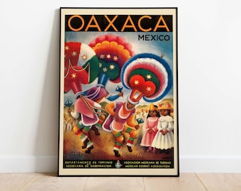 Mexico Oaxaca, Vintage Travel Poster, Downloadable Hi-Res Art, Instant Download