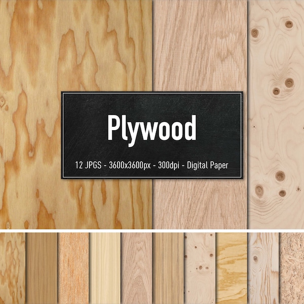 Plywood, 12 Different Images, Digital Paper, Instant Download