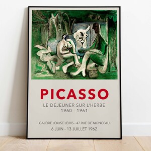 Picasso Exhibition Poster, Vintage Downloadable Art Print, Instant Download, Galery Louise Leiris, Paris 1960–1961