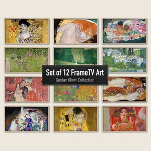 Samsung Frame TV Art, Set of 12 Items, Gustav Klimt Collection, 4k Digital Wall Art, Instant Download