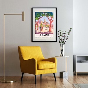 Grasse, cartel de viaje francés vintage, impresión de arte de alta resolución descargable, descarga instantánea imagen 5