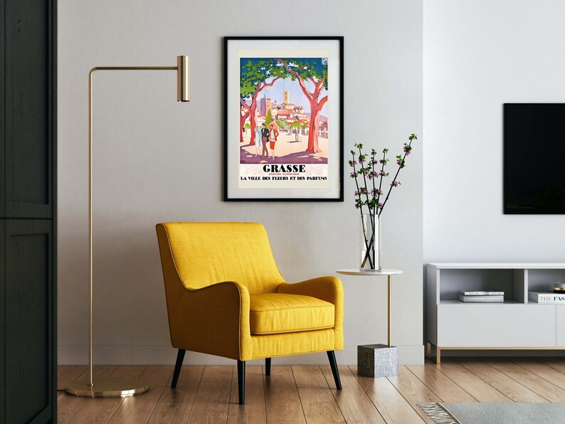 Grasse, cartel de viaje francés vintage, impresión de arte de alta resolución descargable, descarga instantánea imagen 5