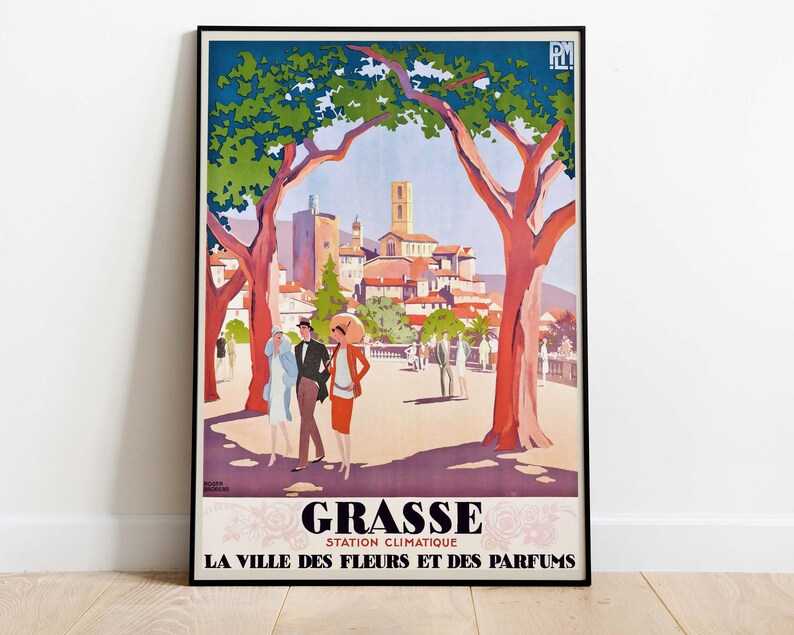Grasse, cartel de viaje francés vintage, impresión de arte de alta resolución descargable, descarga instantánea imagen 1