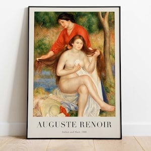 Auguste Renoir - Bather and Maid, French Oil Painting, Printable Poster, Impressionist Style, Instant Download