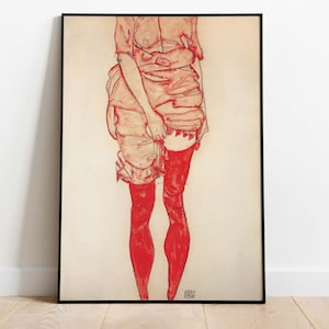 Egon Schiele - Stationary Woman in Red, Downloadable Poster, Printable Art, Instant Download