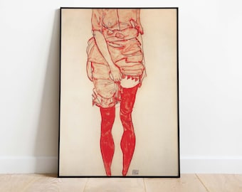 Egon Schiele - Stationary Woman in Red, Downloadable Poster, Printable Art, Instant Download
