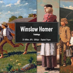 Winslow Homer Painting Collection, 20 Different HiRes Images, Digital Paper, Instant Download