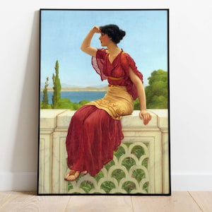 John William Godward - The Signal, Printable Poster, Downloadable Art Print, Instant Download