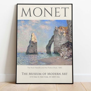 Claude Monet Exhibition Poster, The Rock Needle and the Porte Daval, Instant Download
