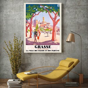Grasse, cartel de viaje francés vintage, impresión de arte de alta resolución descargable, descarga instantánea imagen 7