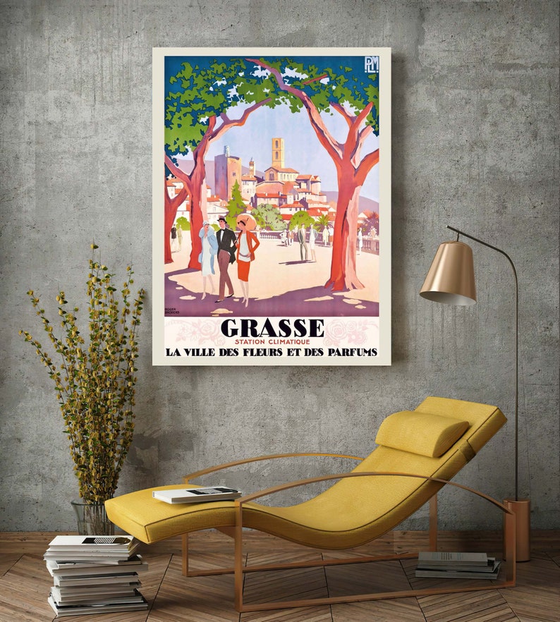 Grasse, cartel de viaje francés vintage, impresión de arte de alta resolución descargable, descarga instantánea imagen 7