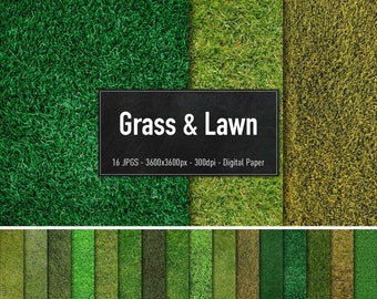 Grass & Lawn, 16 images différentes, papier numérique, téléchargement instantané