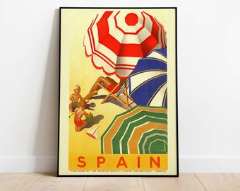 Cartel de España, cartel de viaje vintage, impresión de arte de alta resolución descargable, descarga instantánea