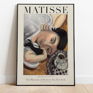 Henri Matisse Ausstellungsplakat, &quot;Lorette mit Tasse Kaffee&quot; (1917), Kunstdruck zum Herunterladen, Sofort Download