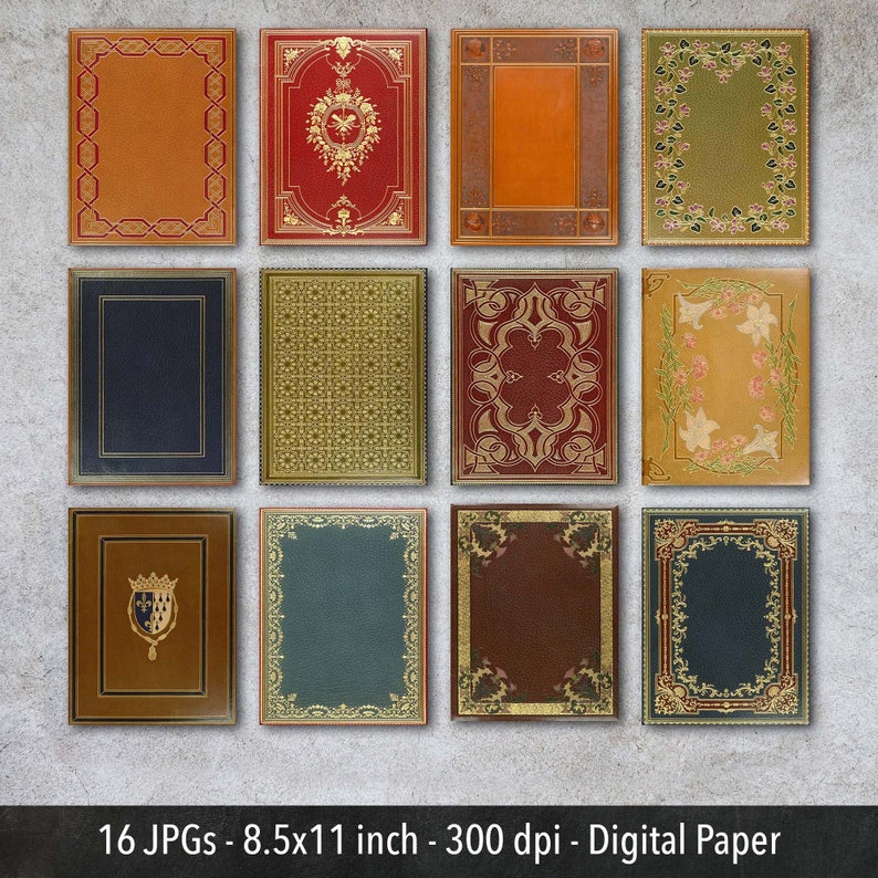 Vintage Book Covers Vol. 2, Printable Sheets for Scrapbooking and Junk Journaling, Instant Download image 2