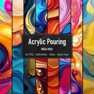Colata acrilica - Mega Pack, 250 immagini diverse, carta digitale, download immediato